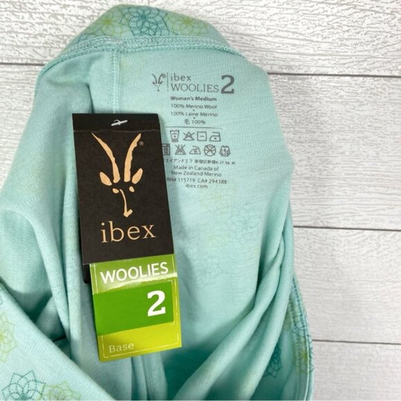 NWT IBEX Woolies 2 Bottom Legging Geo Floral Opal Outdoor Base Hiking Medium - Picture 2 of 4